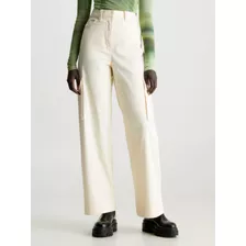 Pantalón Cargo Straight Fit Beige Para Mujer Calvin Klein