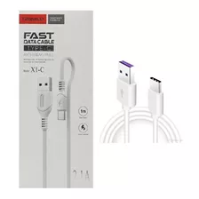 Cable Usb Tipo C Datos Y Carga Rápida 2.1 Amper 1 Metro X1 Color Blanco