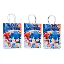 Bolsa De Papel Kraft Para Dulces Sonic, Pack De 12 Bolsas N3