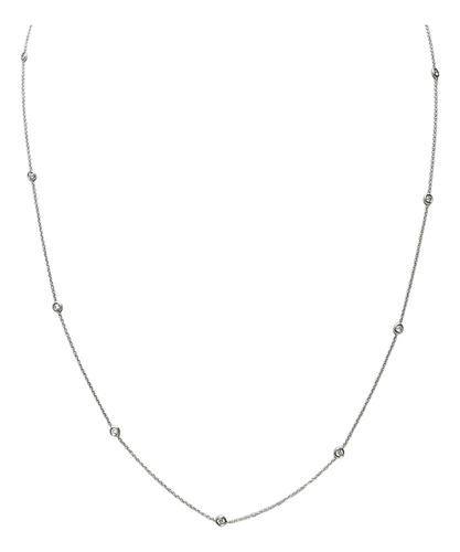 Colar Ponto De Luz De Ouro Branco 18k 750 E Diamantes Branco