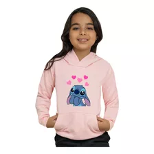 Blusa De Frio Infantil Lilo & Stitch Coração Moletom Menina