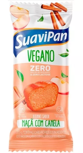 Bolinho Vegano Maçã C/ Canela 0% Lactose/açucar Suavipan 35g