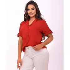 Kit 3 Camisas Social Feminina Chamise Manguinha Luxo Blogue