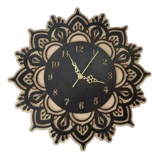 Reloj De Pared Calado En Madera Flor Mandala 40 Cm