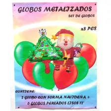 Set De Globos Navidad X 8u.- 5 Soles Cotillón