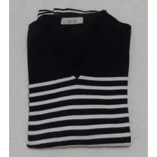 Sweater Zara Man Sport Classic 42 Azul Con Rayas Blancas