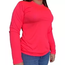 Camisa Com Proteção Uv Lisa Manga Longa Rosa - Raju