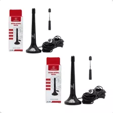 Kit 2 Antena Interna Tv Digital Uhf Hdtv 4k Com Cabo De 5m