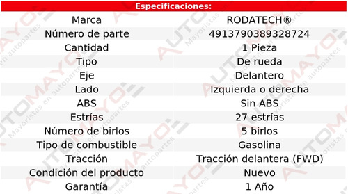 1-maza Rueda Del Izq/der S/abs Buick Reatta 3.8l V6 Fwd 88 Foto 5