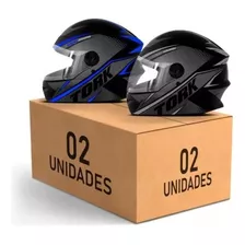 Kit 2 Capacete Fechado R8 Protork Viseira Cristal 