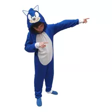 Pijama Sonic Infantil Macacão Kigurumi Malha Fina Verão