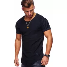 Playera Corte Pegado Moda Casual Manga Corta Corrugada 20gyk