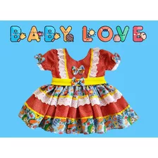 Vestido Caipira Para Festa Junina Luxo Bebê Linda 