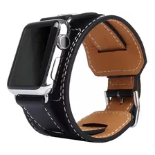 Pulseira De Couro Cuff Para Apple Watch 44mm 42mm - Preto