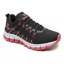 Tênis Feminino Esportivo Casual Preto E Pink