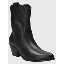 Bota Cuero Vaquera Texana Mujer Sawyer Negro Hush Puppies