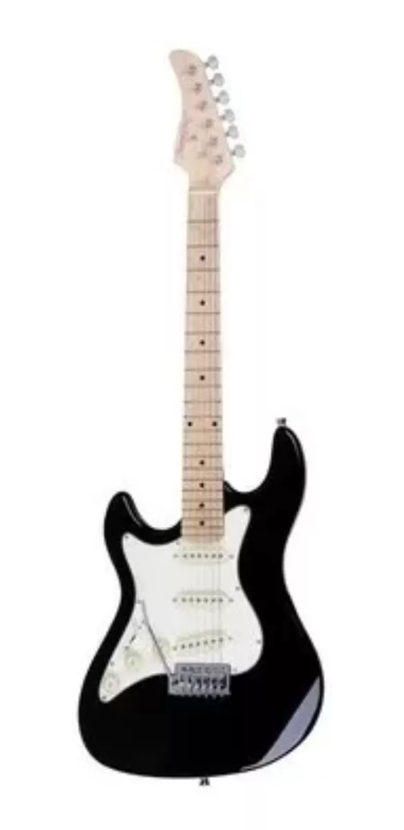 Guitarra Elétrica Para  Canhoto Strinberg Sts Series Sts100 Stratocaster De  Tília Black Brilhante Com Diapasão De Bordo