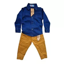 Kit Camisa Jeans E Calça Sarja Infantil Menino Tam 4 A 8 .