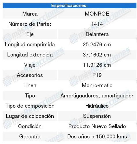 2 Amortiguadores Monro-matic Monro-matic D-1000 78 A 86 Foto 2