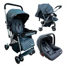 Cochecito De Paseo Mega Baby Copahue Travel System Dark Con Chasis Color Plateado