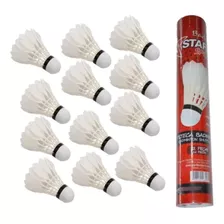 Peteca Badminton Starflex Pena De Ganso Com 12 Unidades