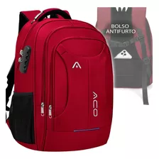 Mochila Notebook Reforcada Bolso Anti Furto Semi Impermeavel Cor Vermelho