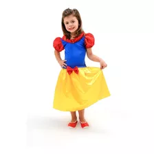 Vestido Fantasia Princesa Branca De Neve Infantil Luxo