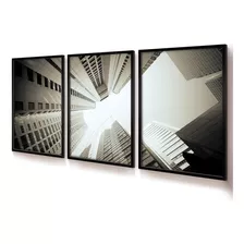 Quadro Decorativo Prédios Comerciais Vidro 40x60 Trio Quarto