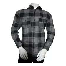 Camisa Slim Leñadora Manga Larga Gris Oscuro