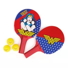 Kit Ping Pong Mulher Maravilha 2 Raquetes 3 Bolas Bel Sports