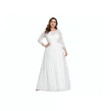 Vestido Renda Festa Noiva 57 Plus Size Civil Longo Casamento