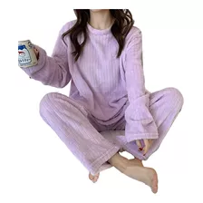 Pijama Casual De Mujer Coral Polar Cálido Invierno