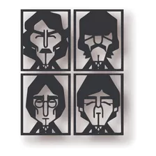 Cuadro Artesanal The Beatles Calado Mdf - 55x45cm