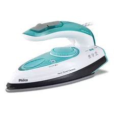 Ferro De Passar Travel Ceramic Azul E Branco Philco Bivolt Cor Azul-turquesa 110v/220v