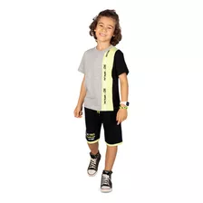 Conjunto Alekids Camiseta Unfollow E Bermuda Positive