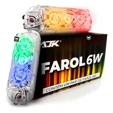 Par Farol Led Strobo Rgb 6w Som Auto Caixa Bob Luz 8 Cores