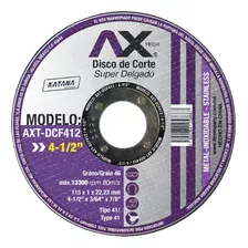 Disco De Corte 4 1/2 P/metal Y Acero Inox Axtech 50pz Color Negro