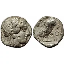 Moeda Atenas, Attica, Grecia. Tetradrachma Prata. Coruja. 