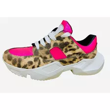 Zapatillas De Leopardo Con Fuxcia Lp.vestire Mujer Ultima Mo