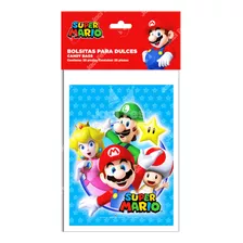 Bolsitas Para Dulces Fiesta Super Mario Bros 50pz Mar0h1