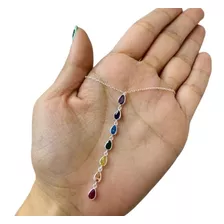 Cadena Dije Plata 925 Chakra Siete Colores Regalo Zircon