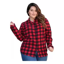 Camisa Xadrez Vermelha Viscose Manga Longa Feminino