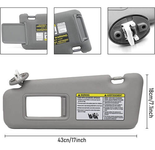 Visera Visor Parasol Toyota Highlander 2008 - 2013 Gris Eca Foto 4