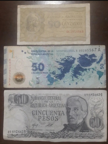 50 Pesos De Reposición + 50 Pesos + 50 Centavos