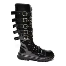 Bota Coturno Cano Longo Blogueira Roqueira Gótica Dark Punk 