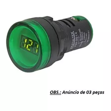 Voltímetro Digital Metaltex Verde 22mm V20-2g 50-265vca