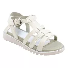 Sandalias Diuff Para Niñas Con Tiras Charol Blanco Y Plata