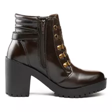 Bota Tratorada Feminina Marrom Cano Curto + Bolsa