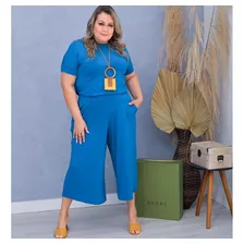 Conjunto Feminino 2 Peça Plussize Moda Novidade Blusa Calça