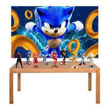 Kit Painel + Displays Sonic Filme Decoração De Festa #3 Full